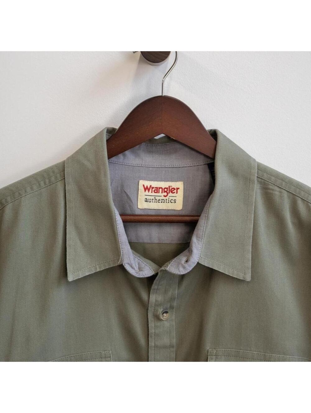 Wrangler Authentics Olive Green Utility Work Shirt Men’s XL